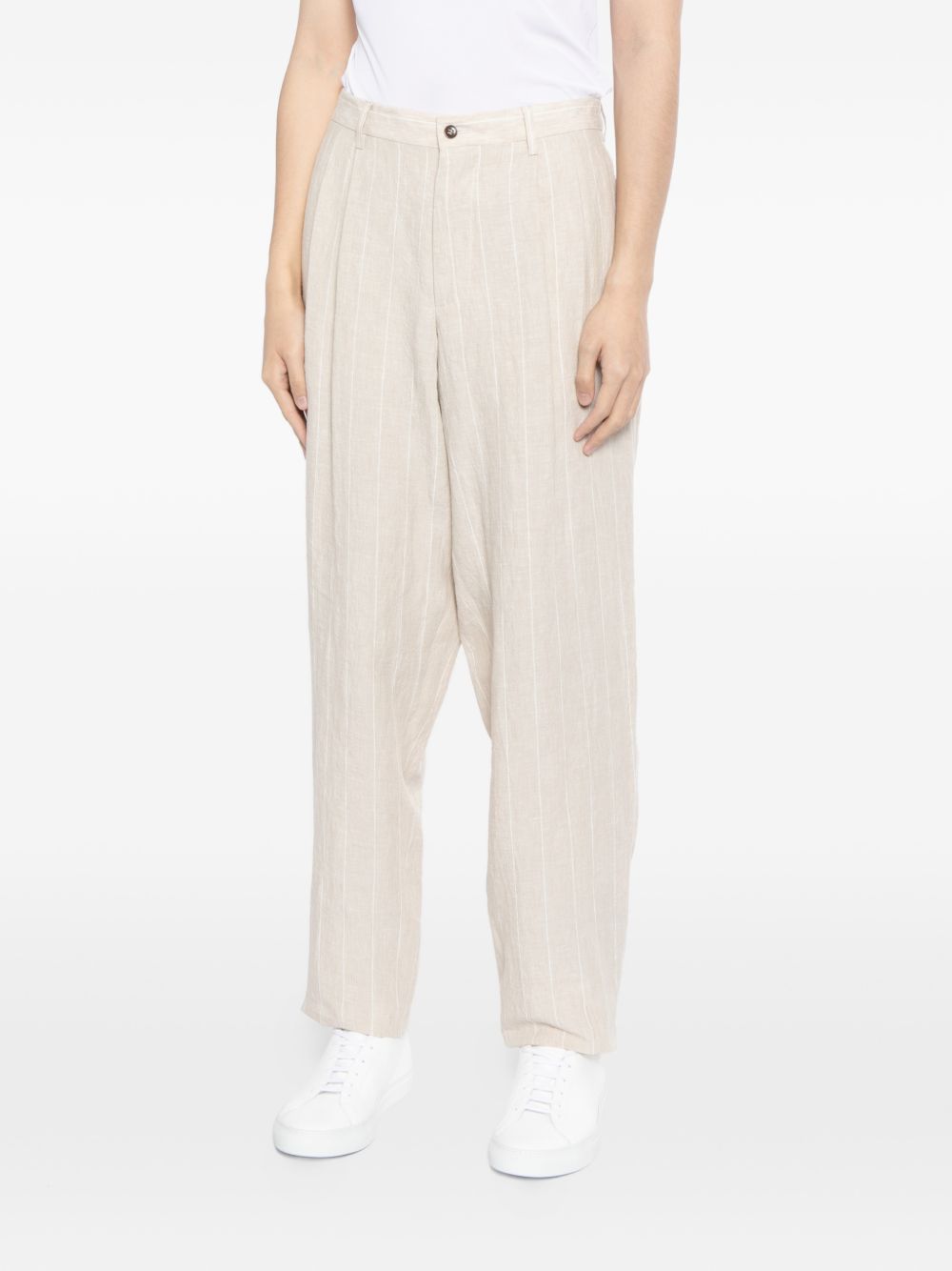 striped linen trousers