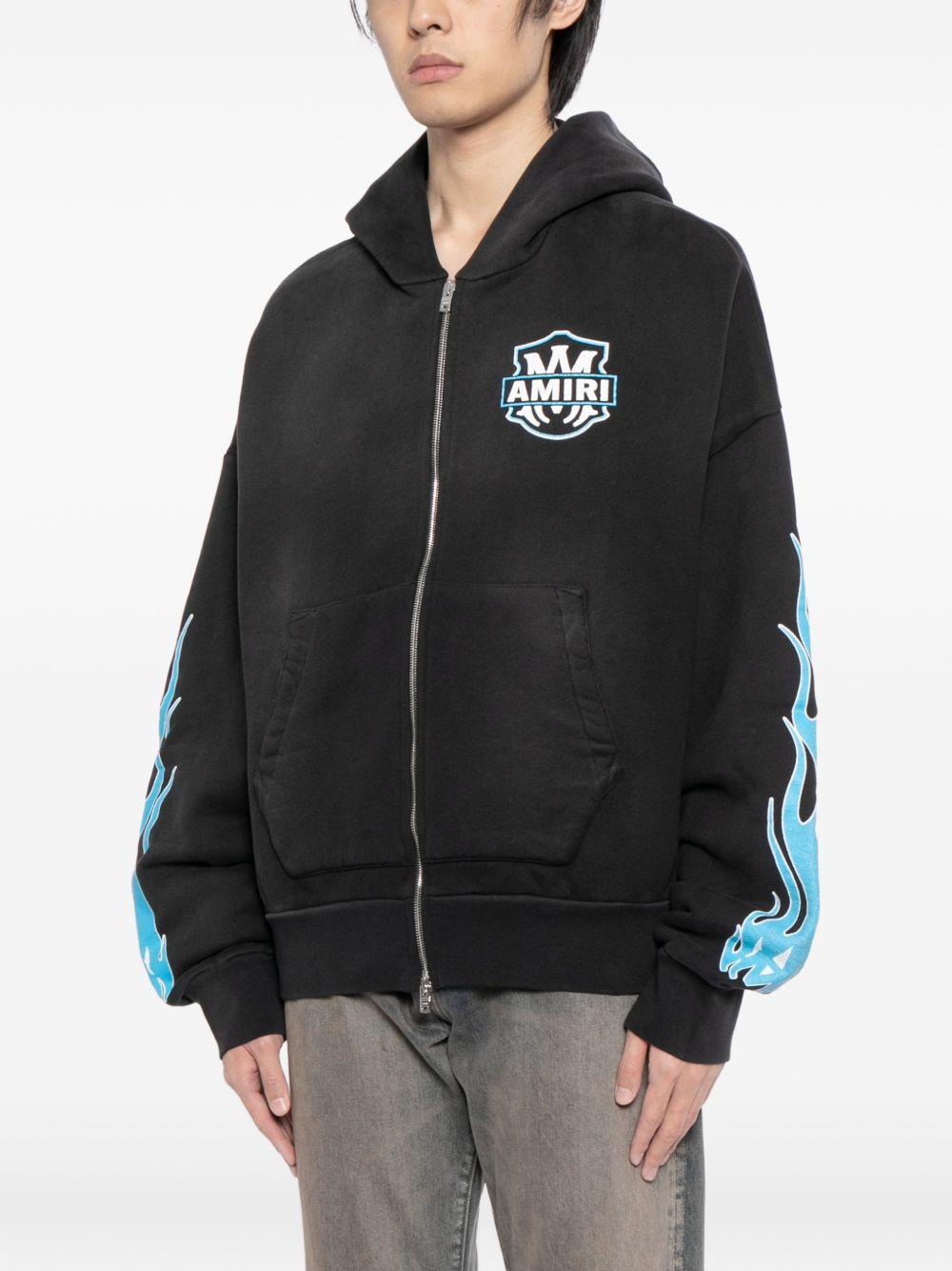 graphic-print zip-up hoodie