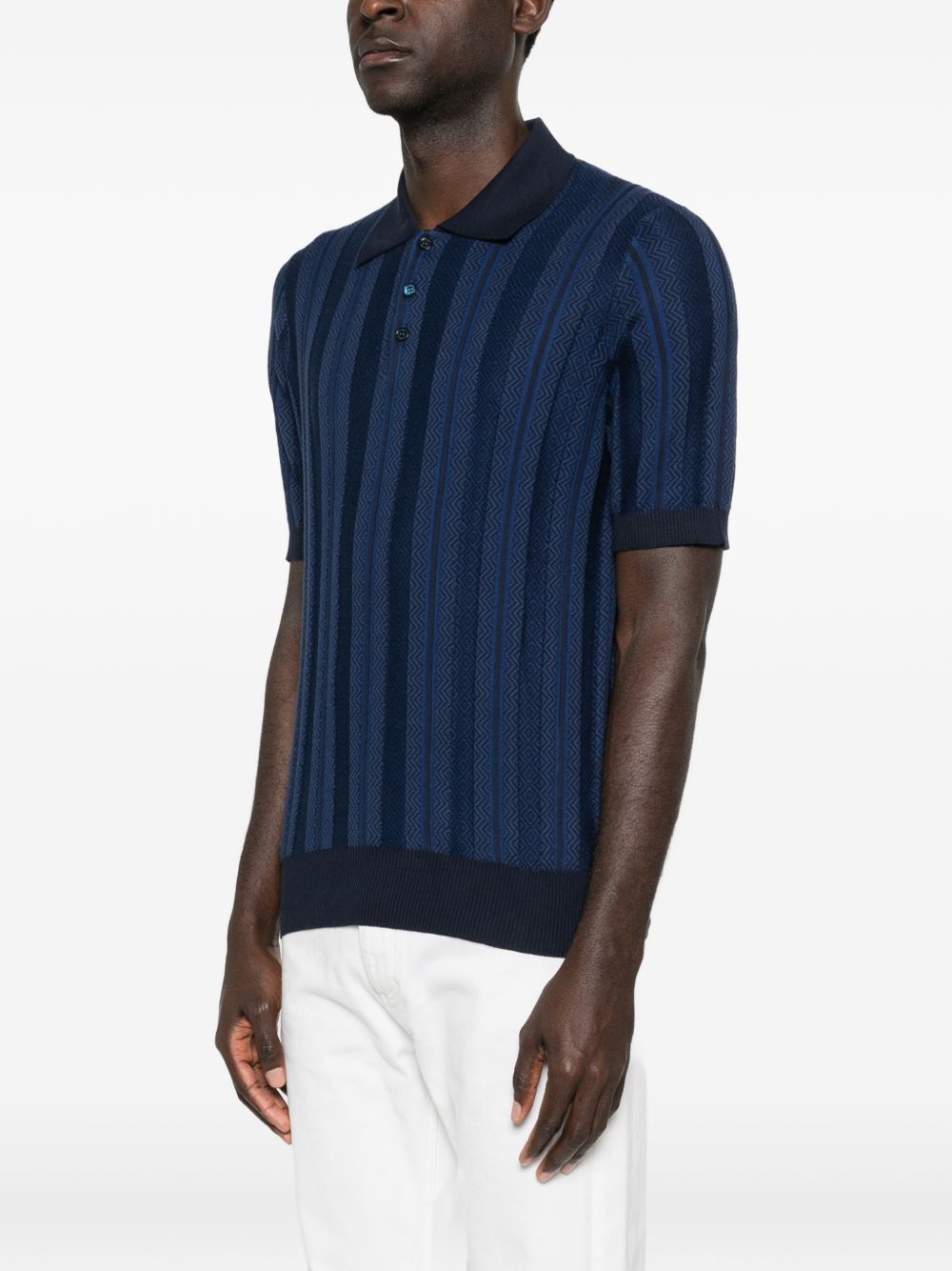 patterned short-sleeve polo shirt