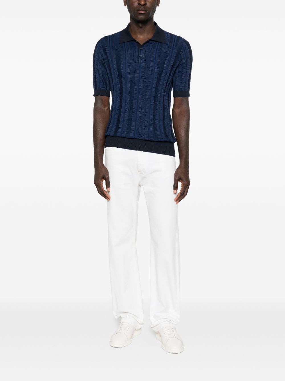 patterned short-sleeve polo shirt