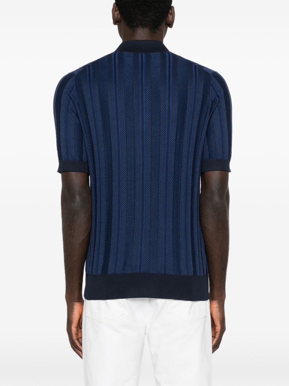 patterned short-sleeve polo shirt