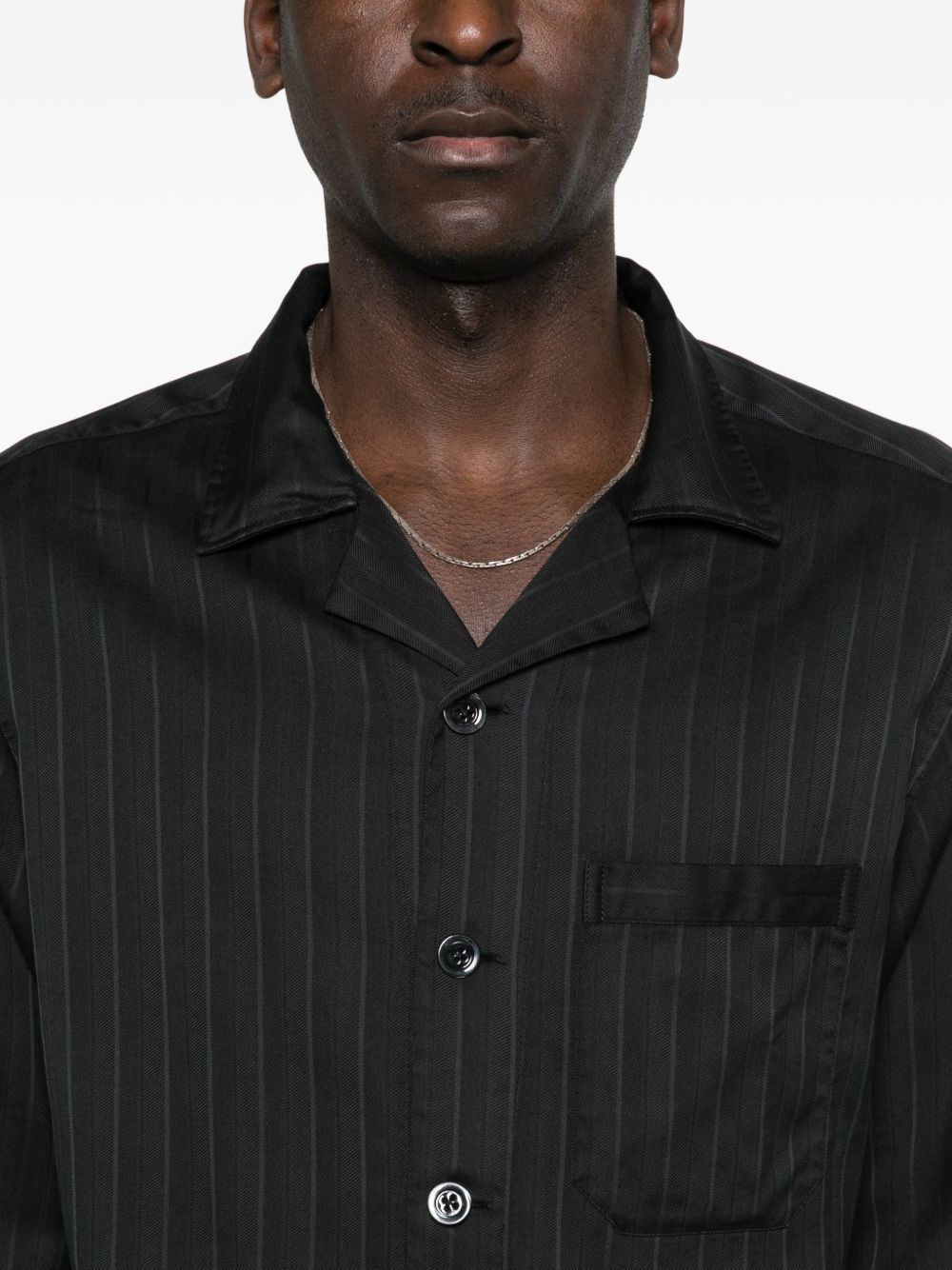 pinstripe-pattern pocket shirt