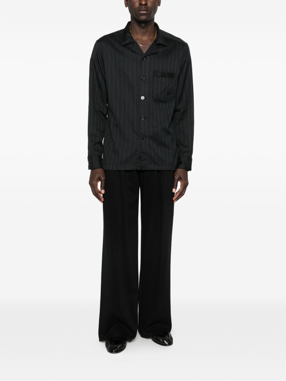 pinstripe-pattern pocket shirt