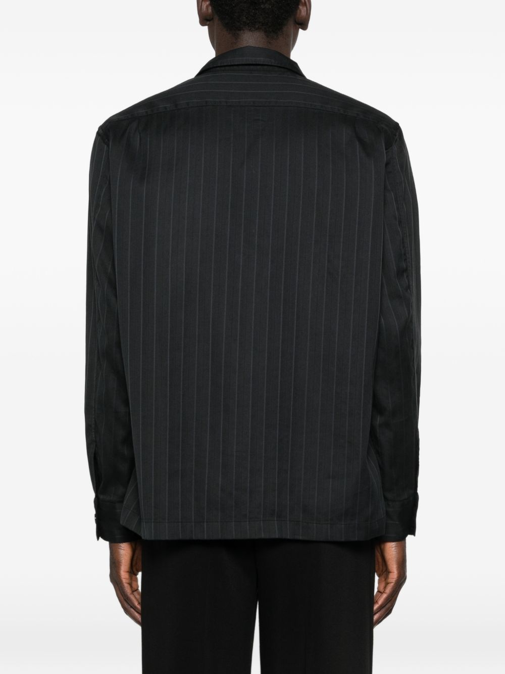 pinstripe-pattern pocket shirt