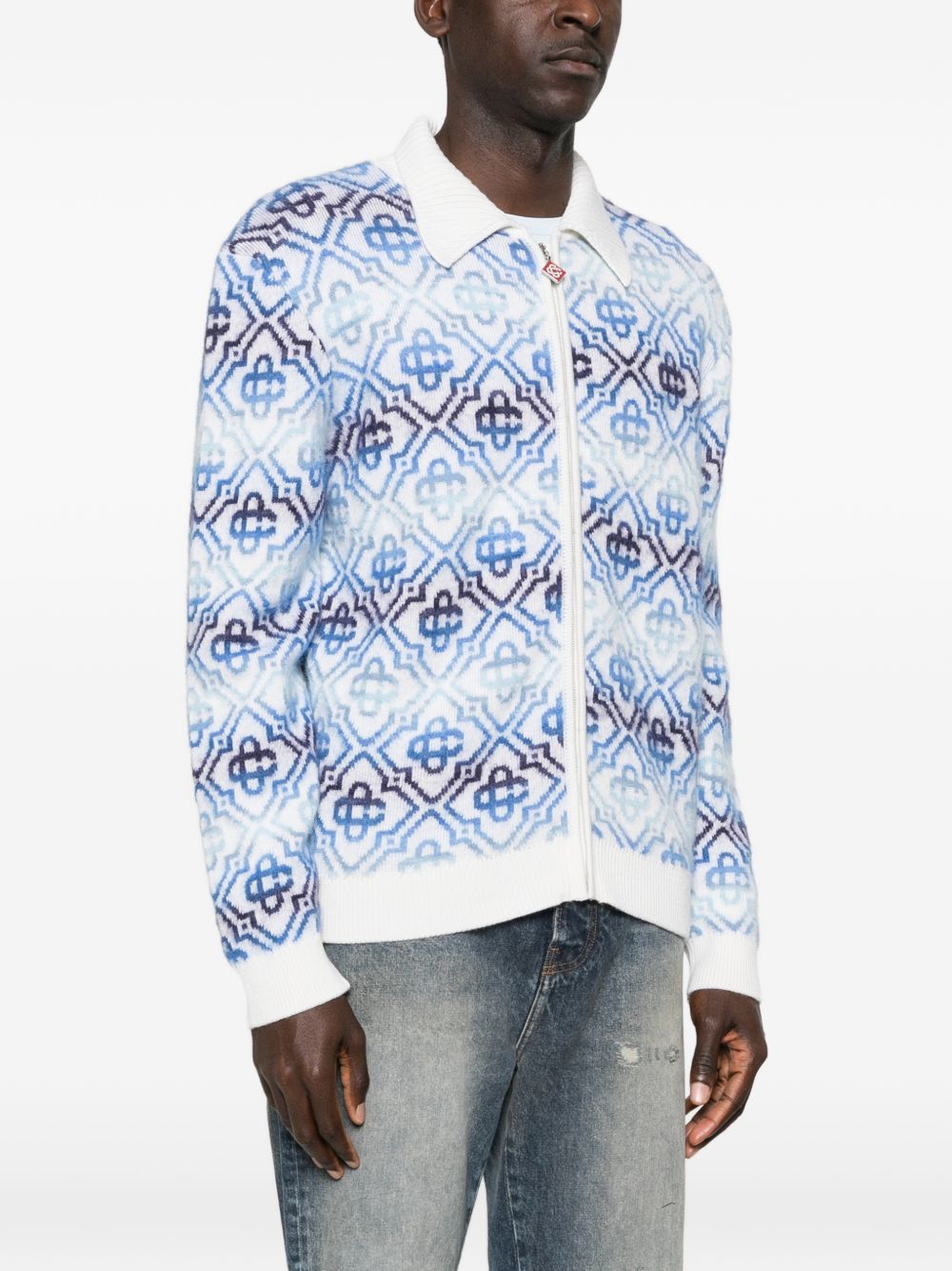zip-up cardigan
