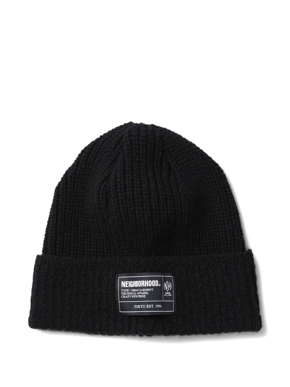 ribbed label beanie hat