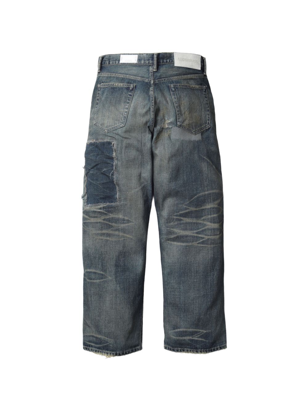 patchwork cotton jeans