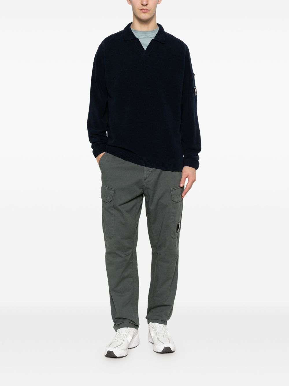 V-neck pocket-sleeve sweater