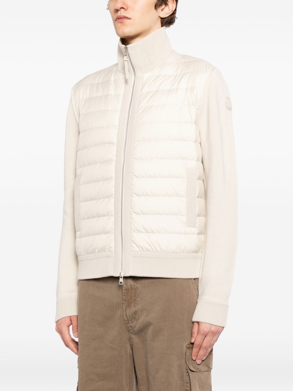Padded Wool Zip-Up Cardigan