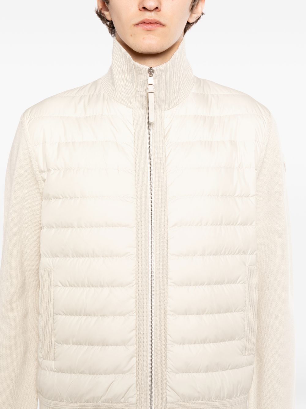 Padded Wool Zip-Up Cardigan