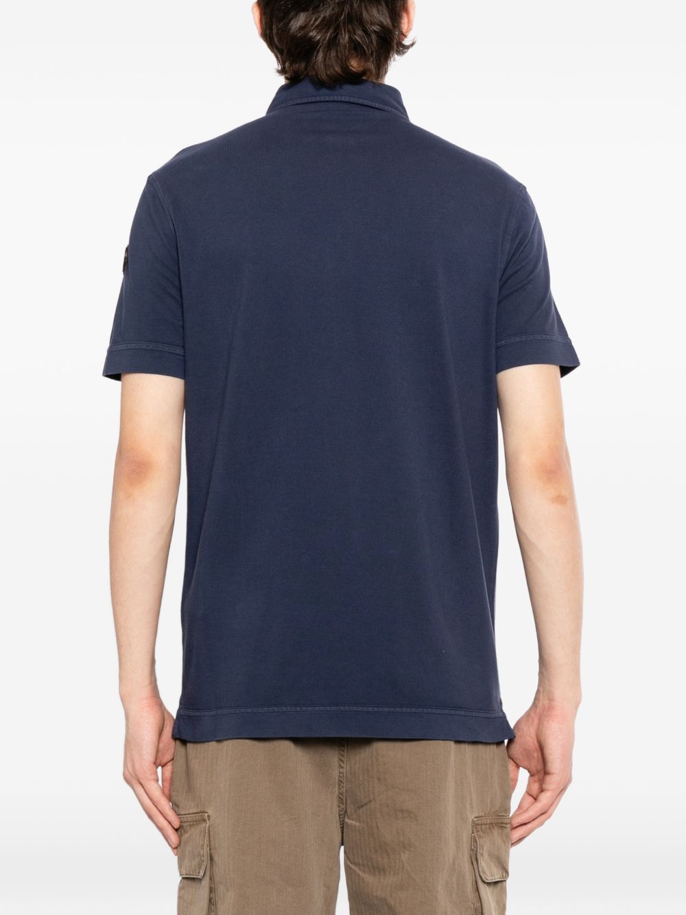 leather logo cotton polo shirt