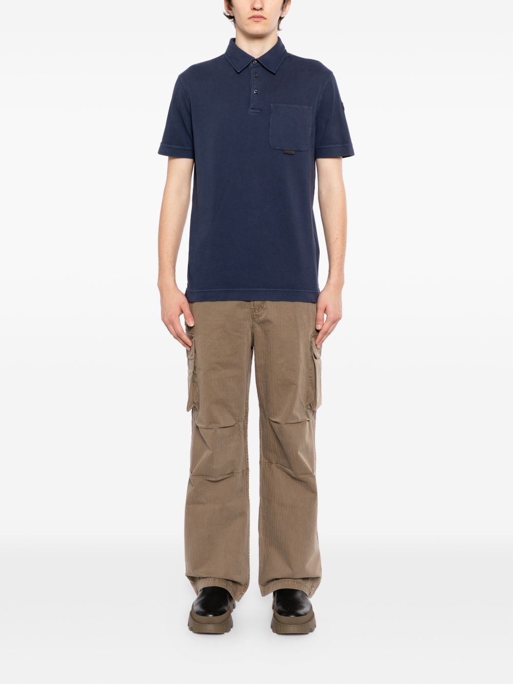 leather logo cotton polo shirt