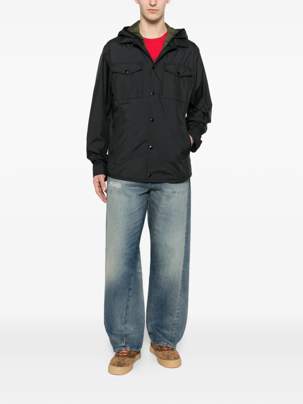 Removable-Lining Hooded Jacket Reversible