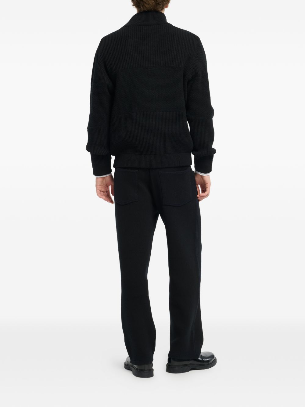 Chunky waffle-effect zip cardigan