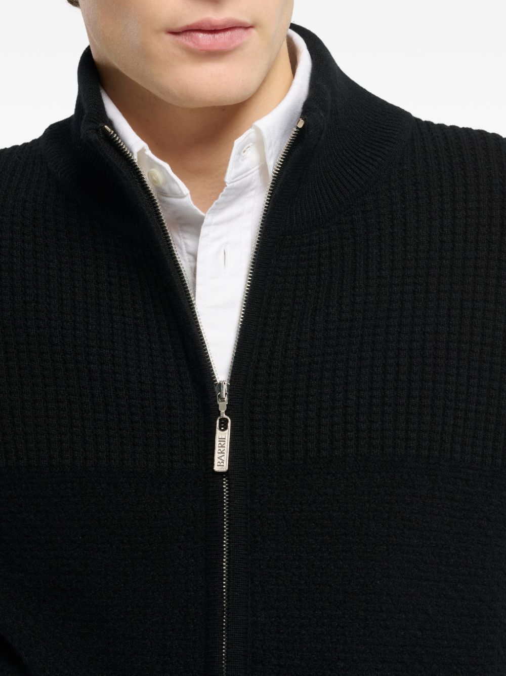Chunky waffle-effect zip cardigan