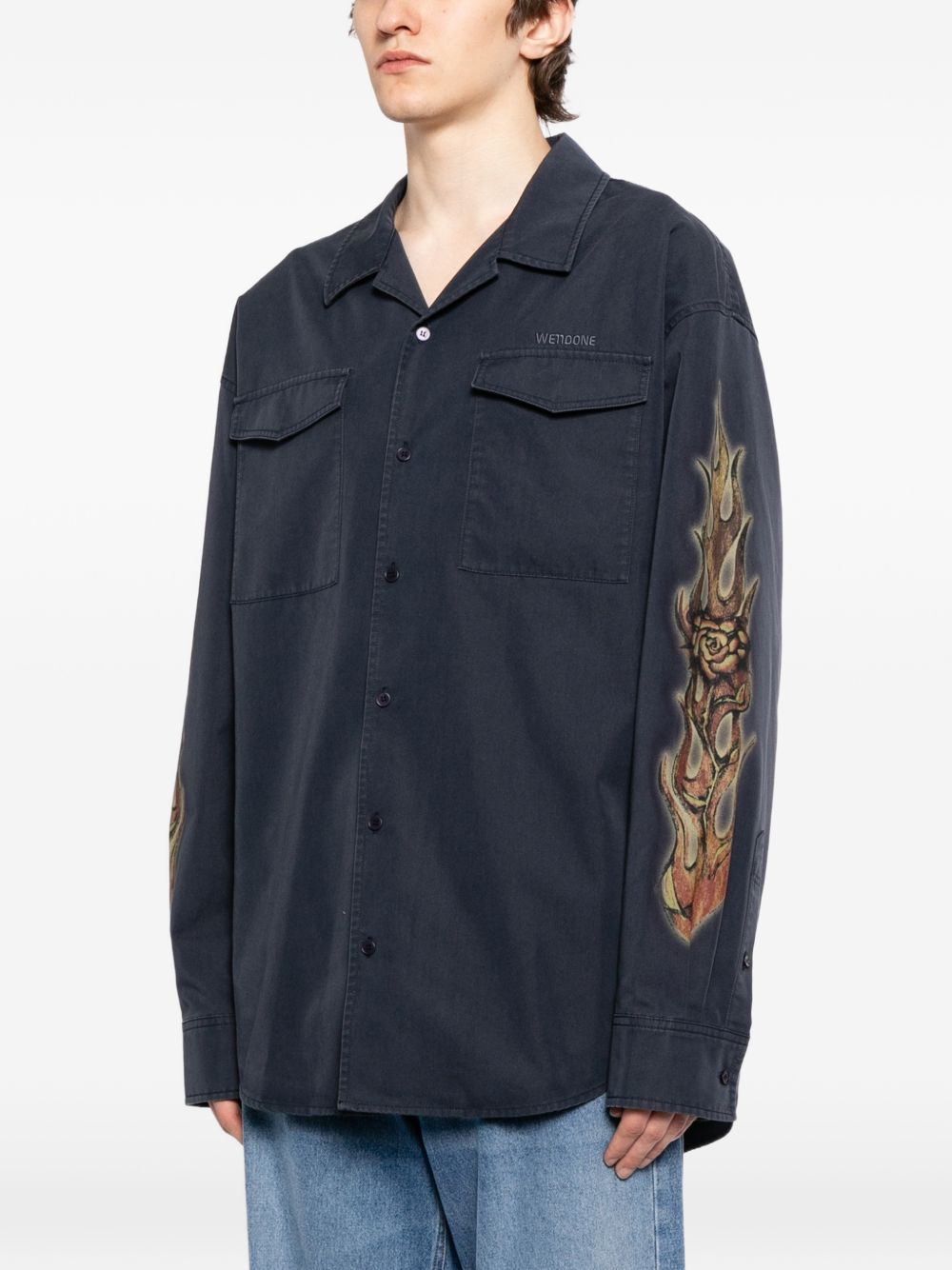 sleeve graphic pocket shirt