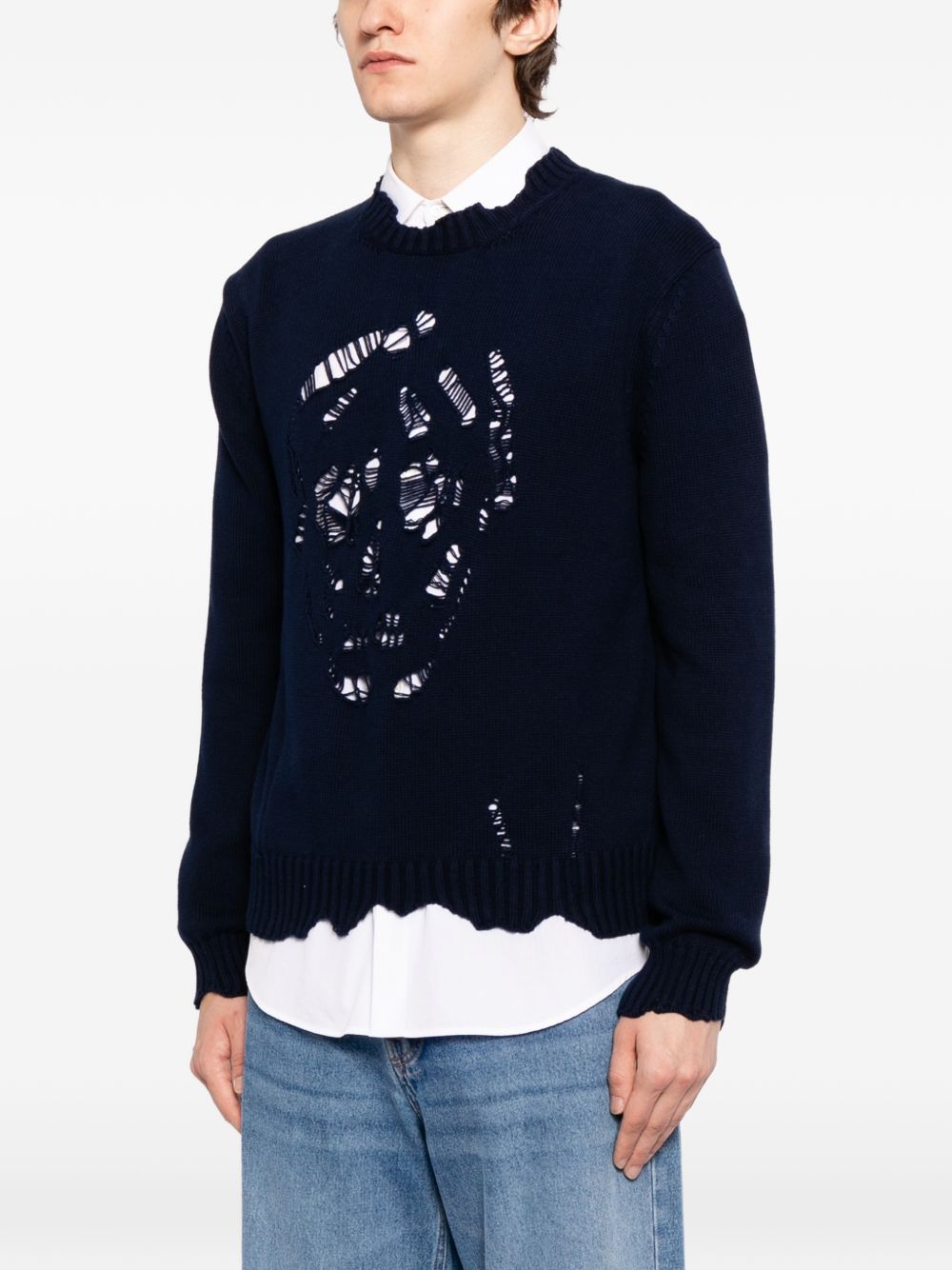 skull-distressed sweater