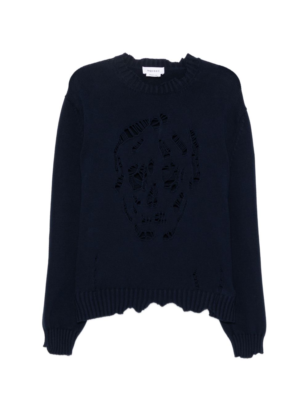 skull-distressed sweater
