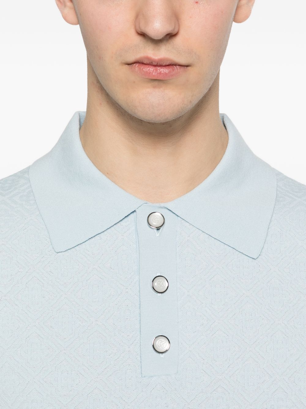 monogram pointelle polo shirt