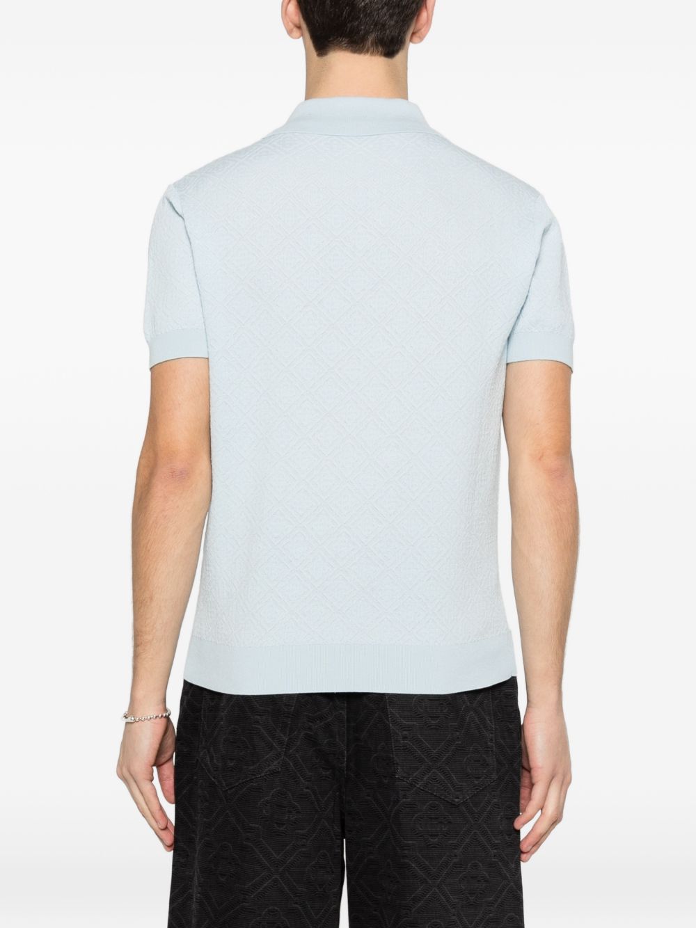 monogram pointelle polo shirt