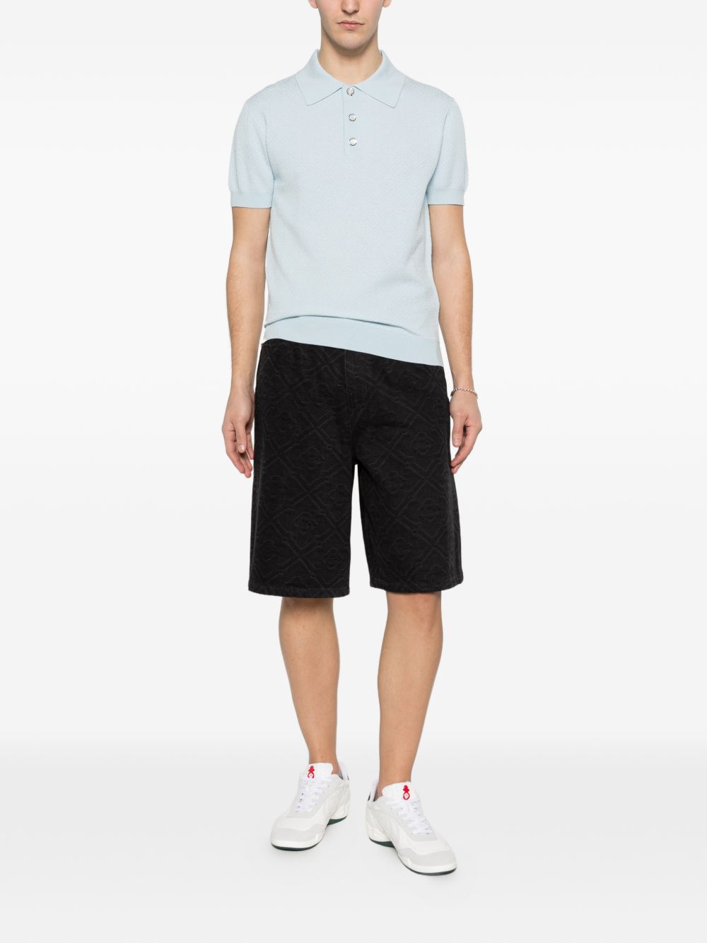 monogram pointelle polo shirt