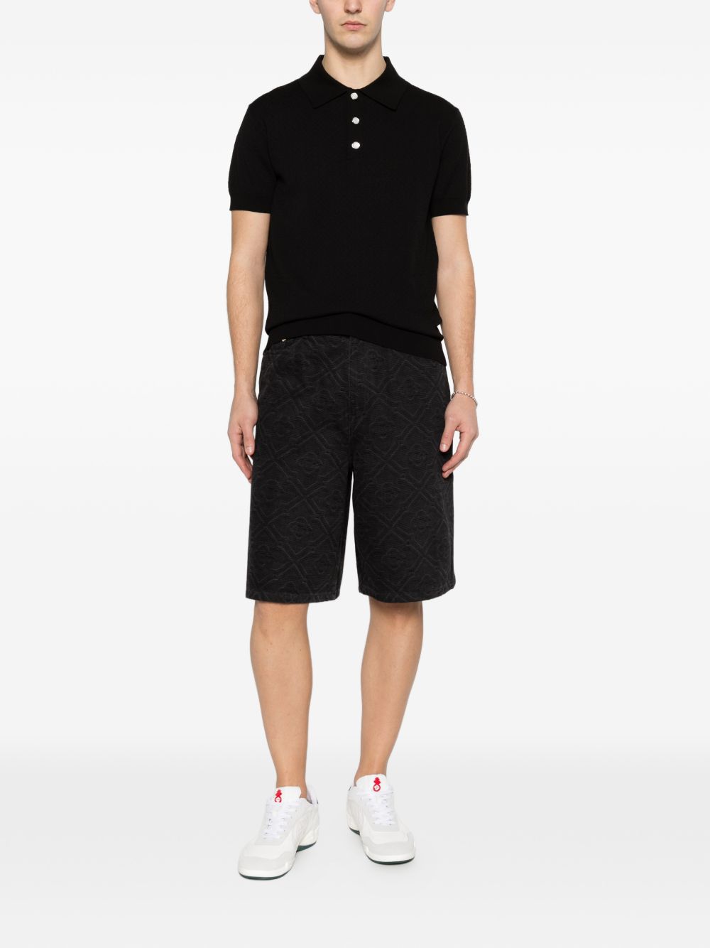 pointelle monogram polo shirt