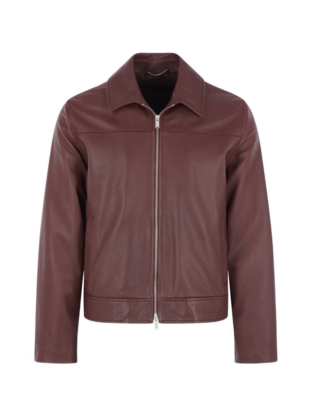 zip-up leather jacket