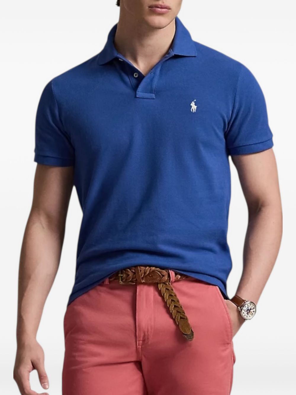 short-sleeve logo-embroidered polo shirt