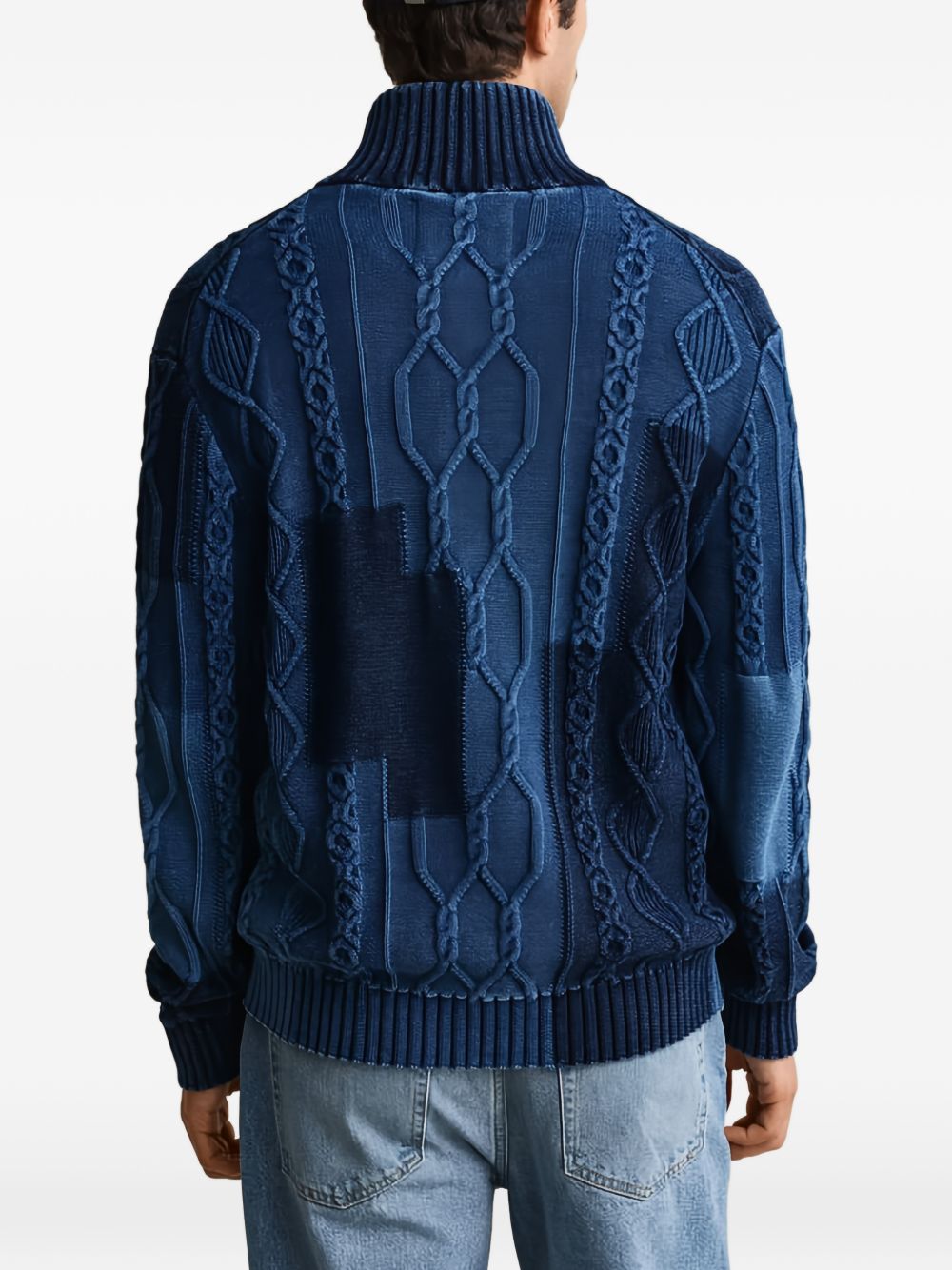 cable-knit patchwork cardigan