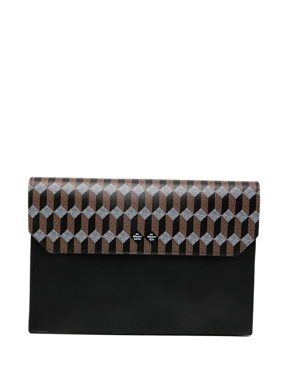 geometric-print clutch bag
