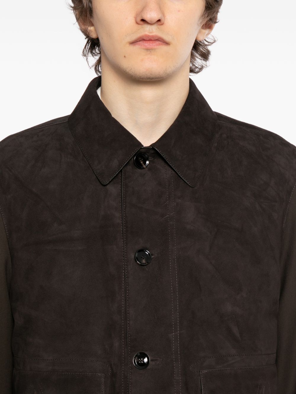 collared leather jacket