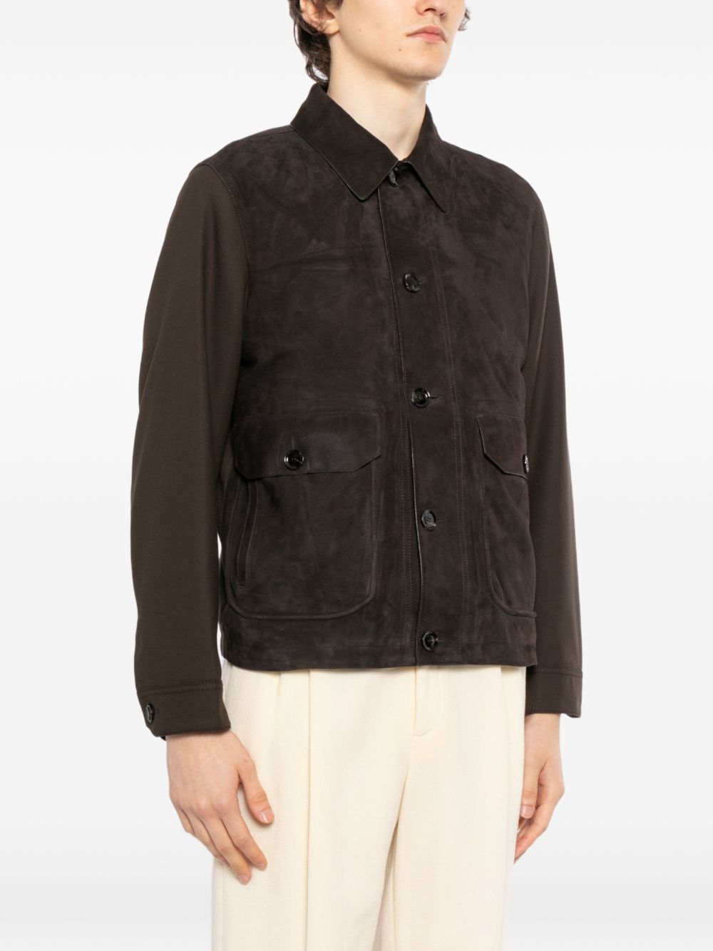 collared leather jacket