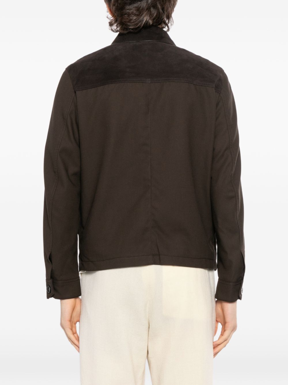 collared leather jacket