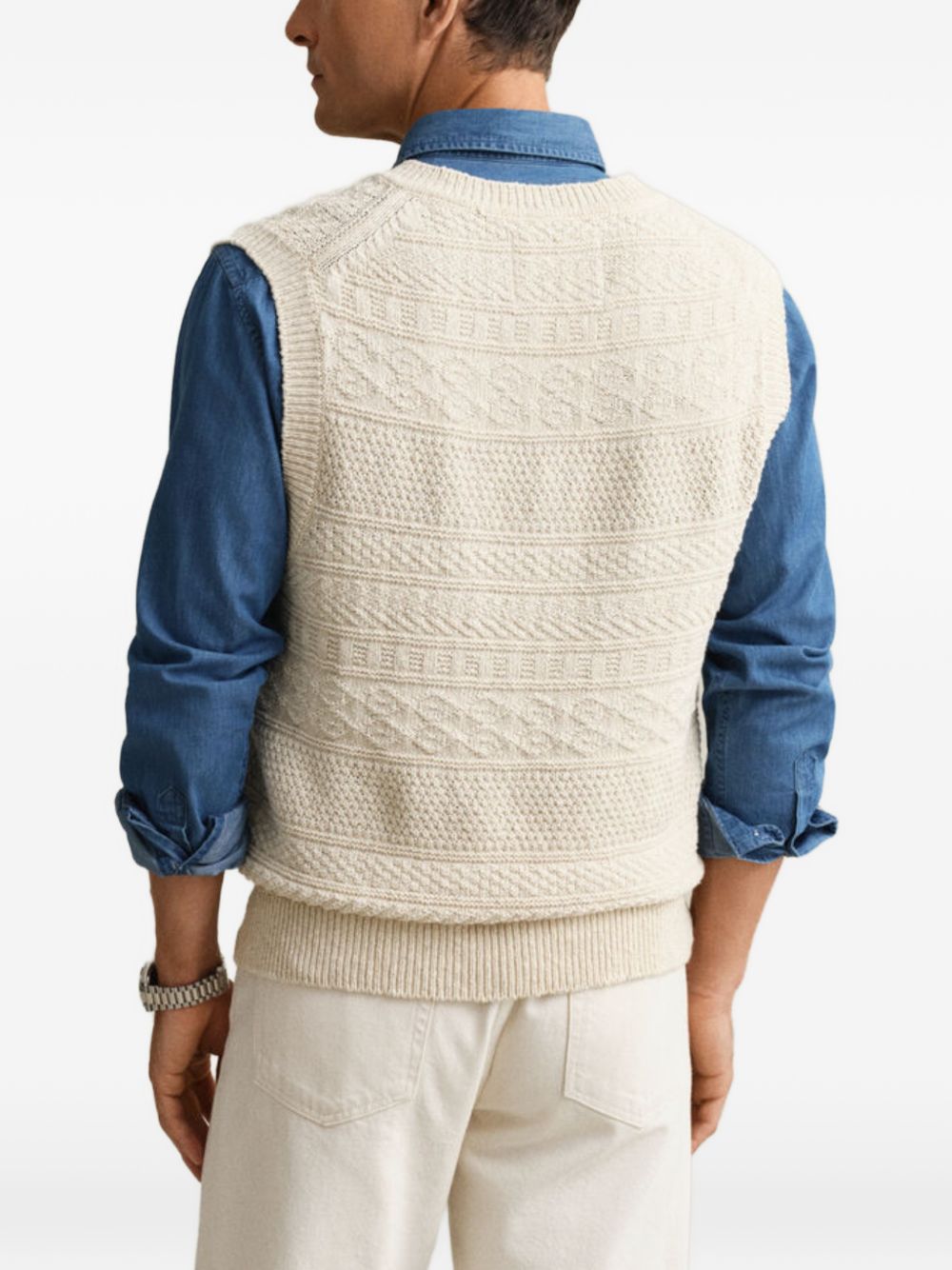 textured V-neck knit vest