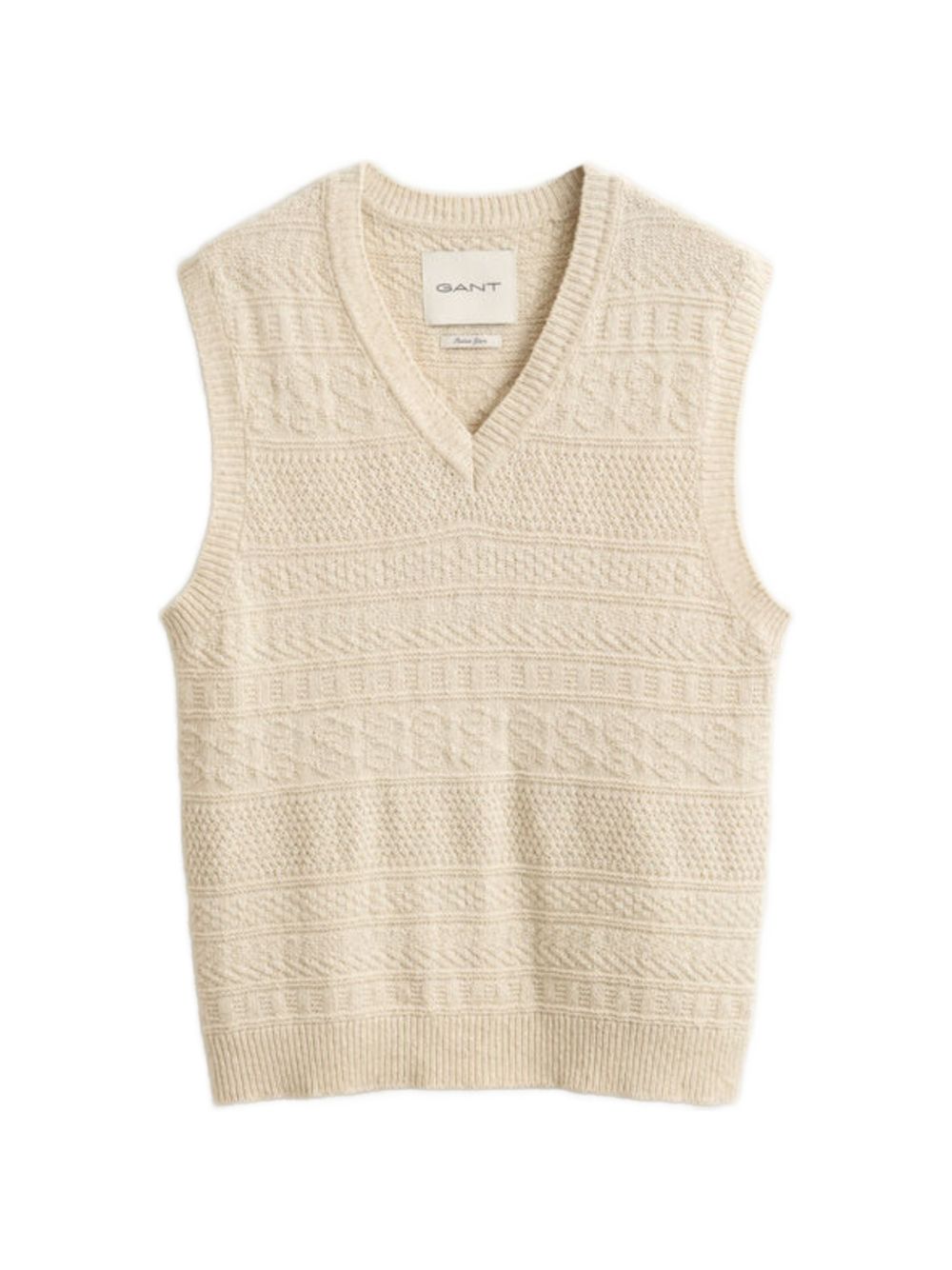 textured V-neck knit vest