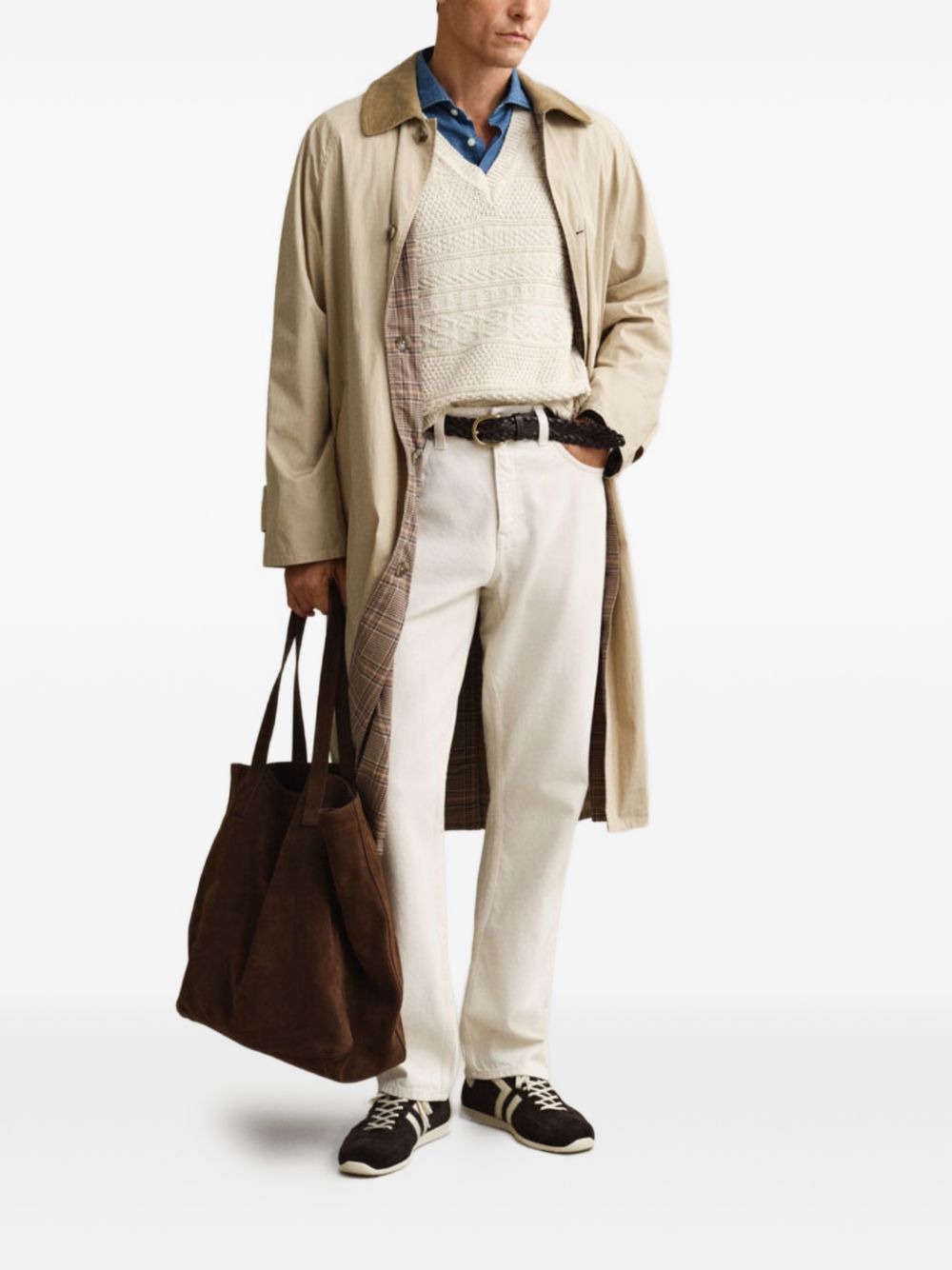 textured V-neck knit vest