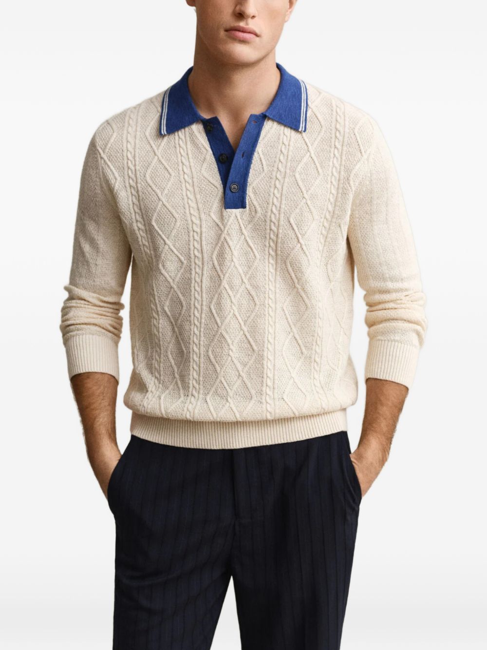 cable-knit polo shirt