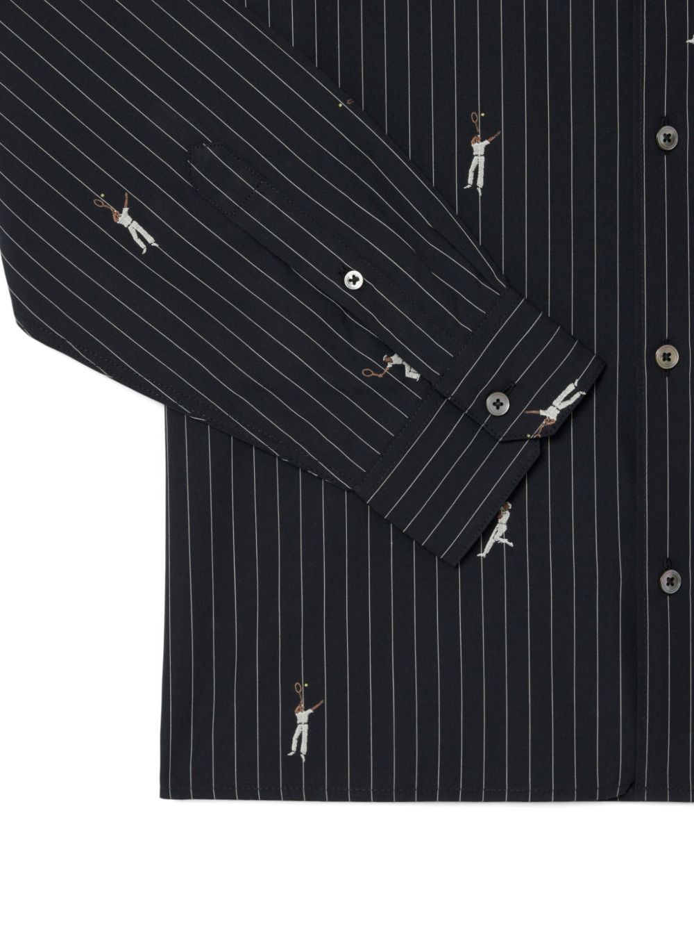 pinstripe tennis-print shirt