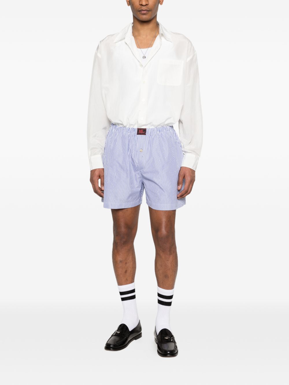 striped-pattern shorts