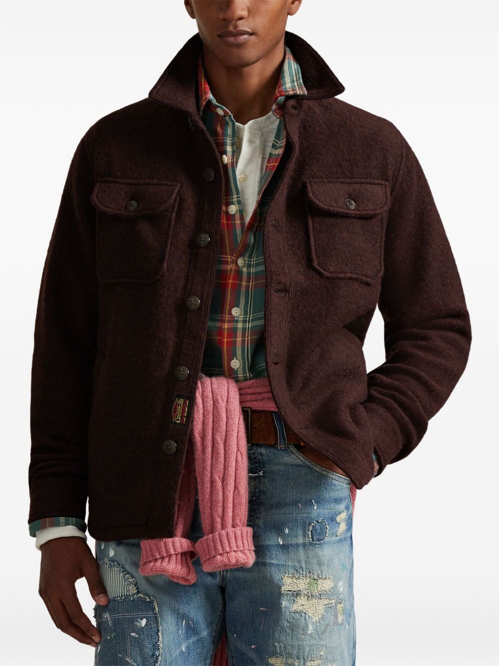 buttoned flap-pocket knitwear