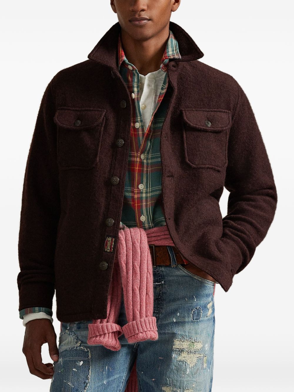 buttoned flap-pocket knitwear