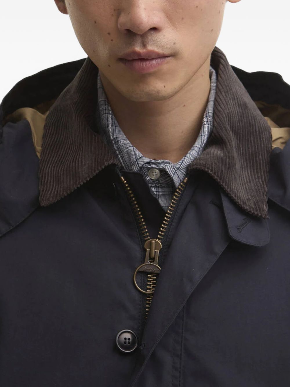 Ventile hooded corduroy-collar jacket