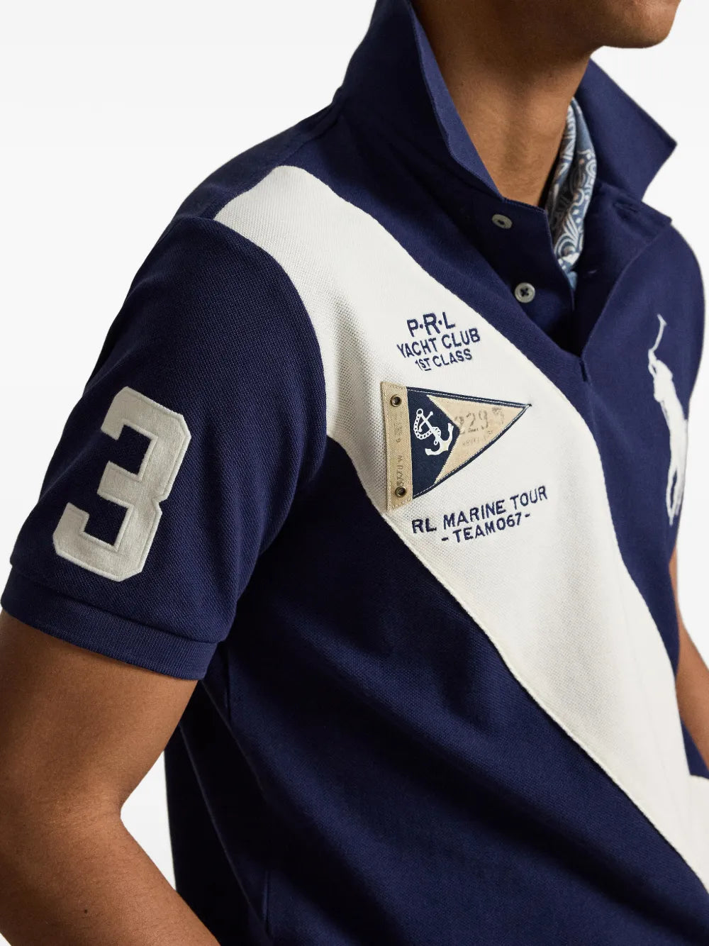 sash-stripe polo shirt