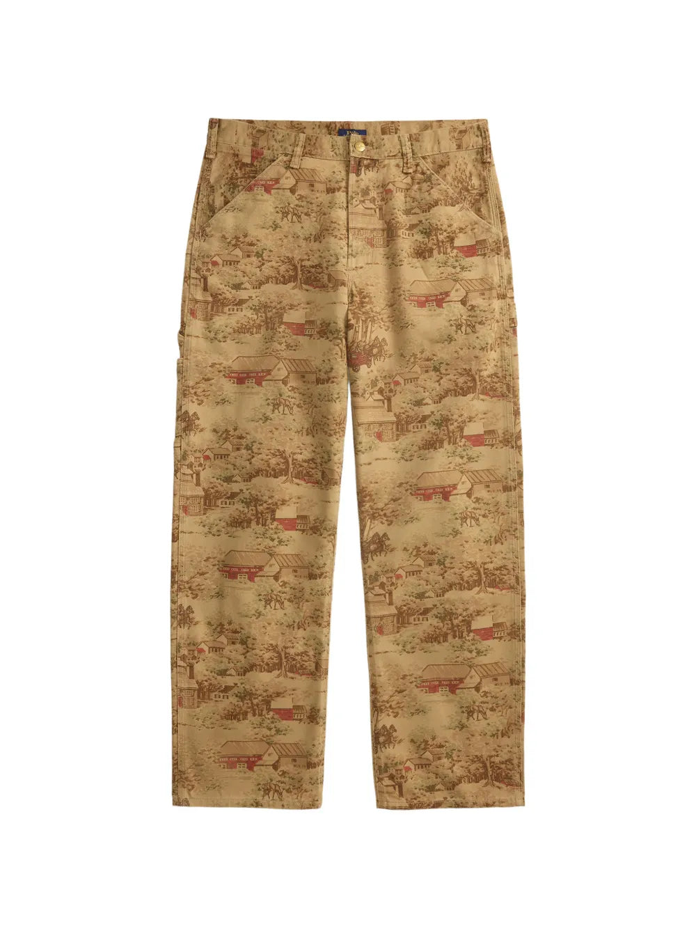 landscape-print straight-leg trousers