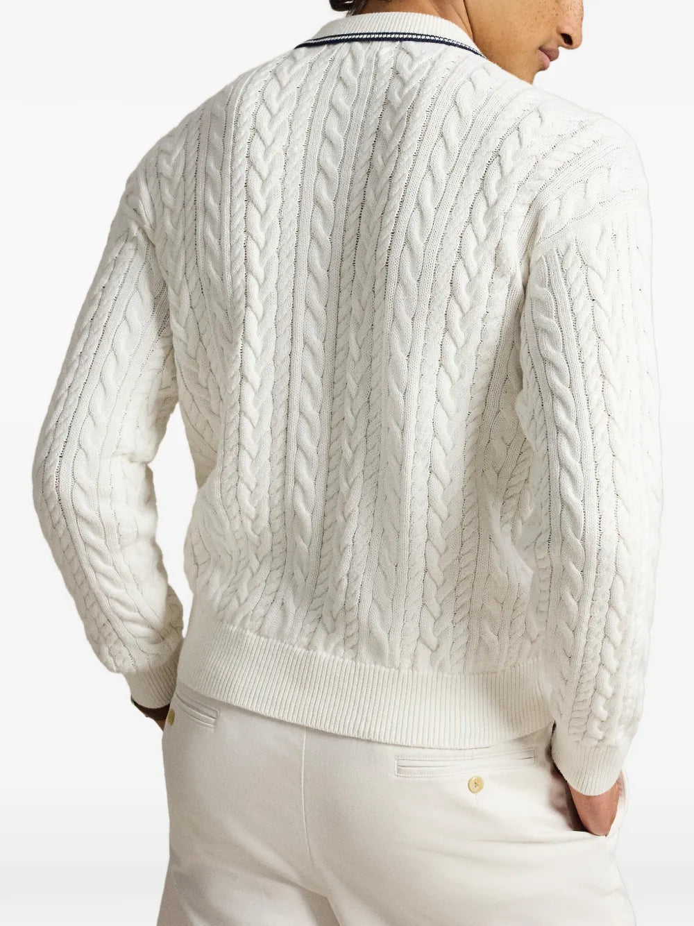 cable-knit polo sweater