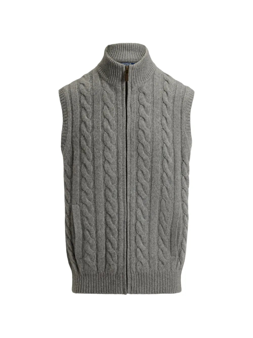cable-knit zip-up vest