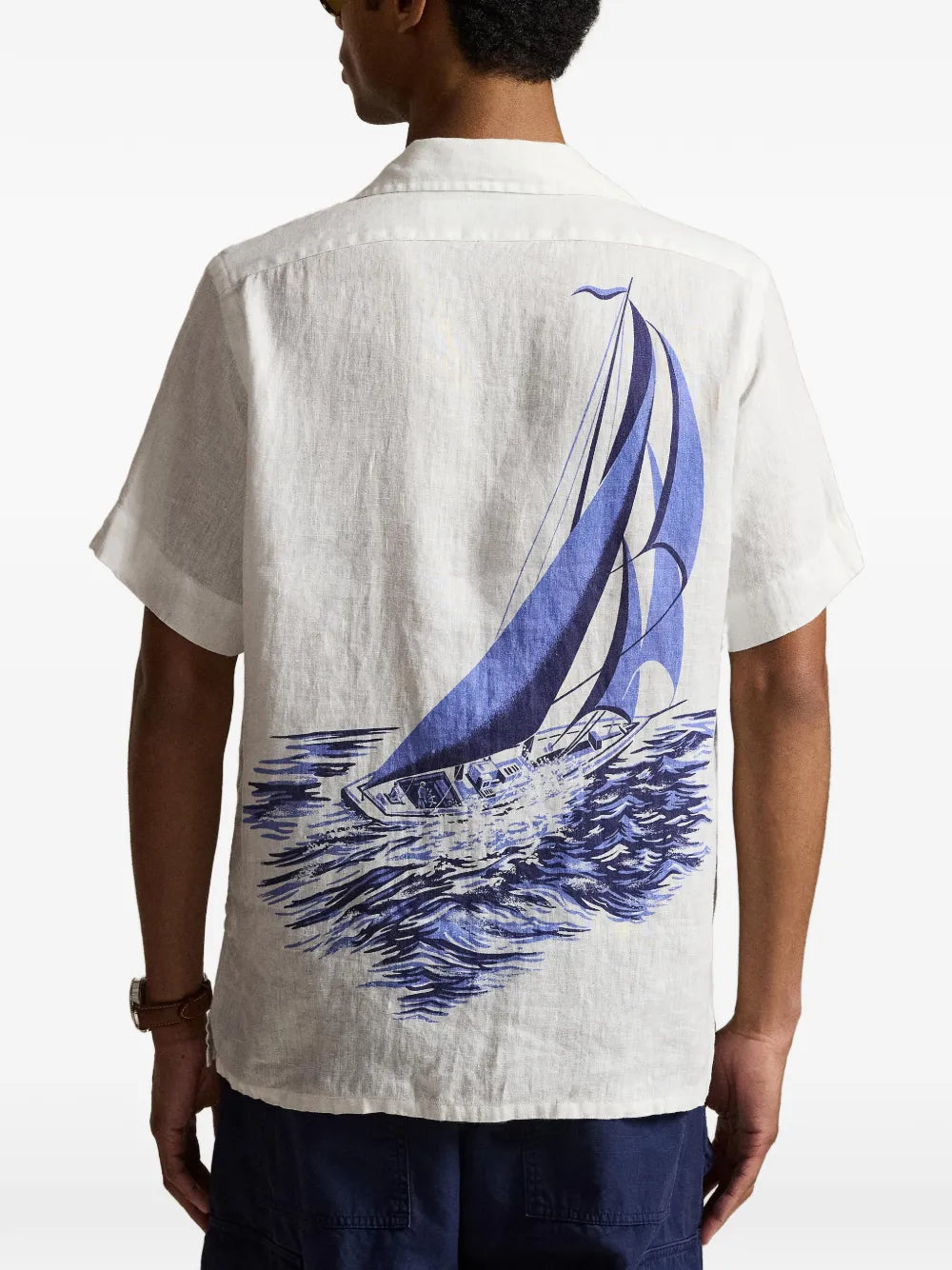 classic fit nautical linen camp shirt