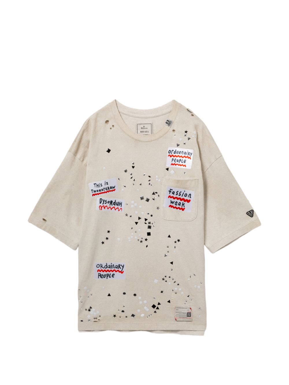 embellished-sticker T-shirt