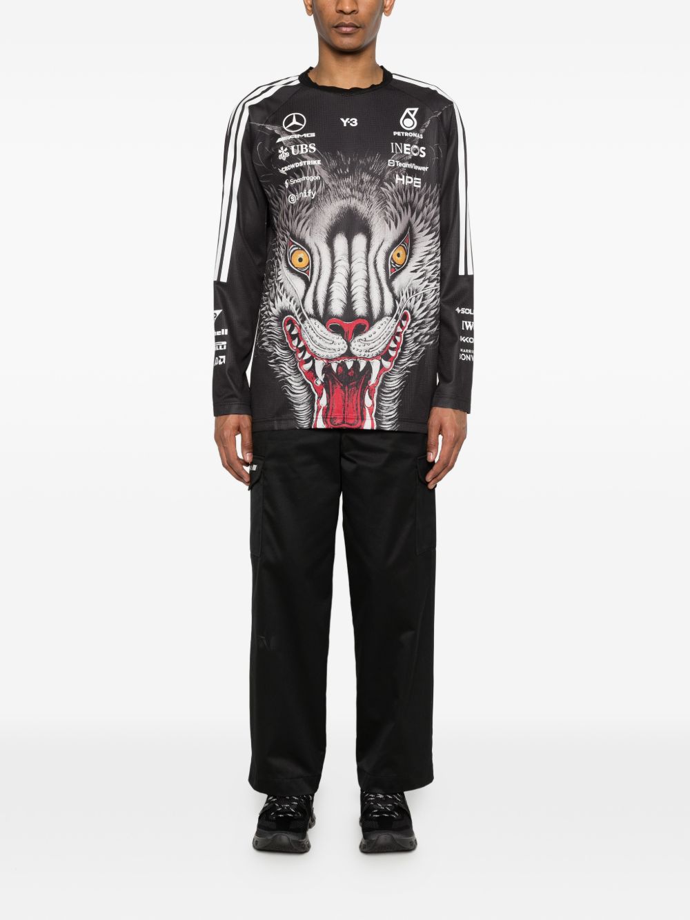 x Mercedes-AMG Petronas F1 printed striped top