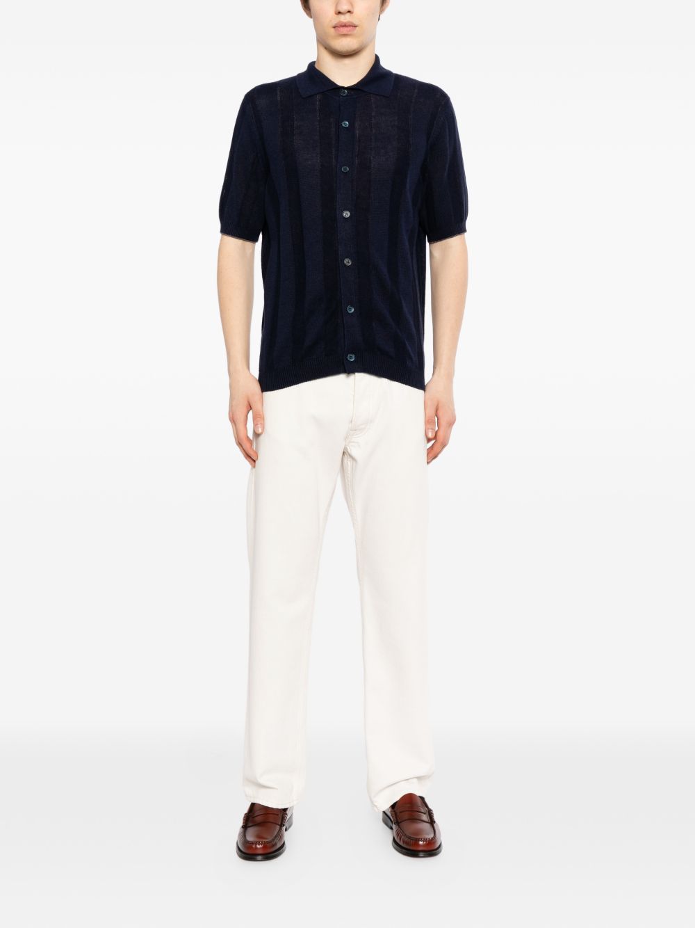 buttoned striped knitwear
